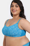Zivame True Curv Sun's Bird Double Layered Non Wired Full Coverage Super Support Bra - Methyl Blue — thumbnail 3